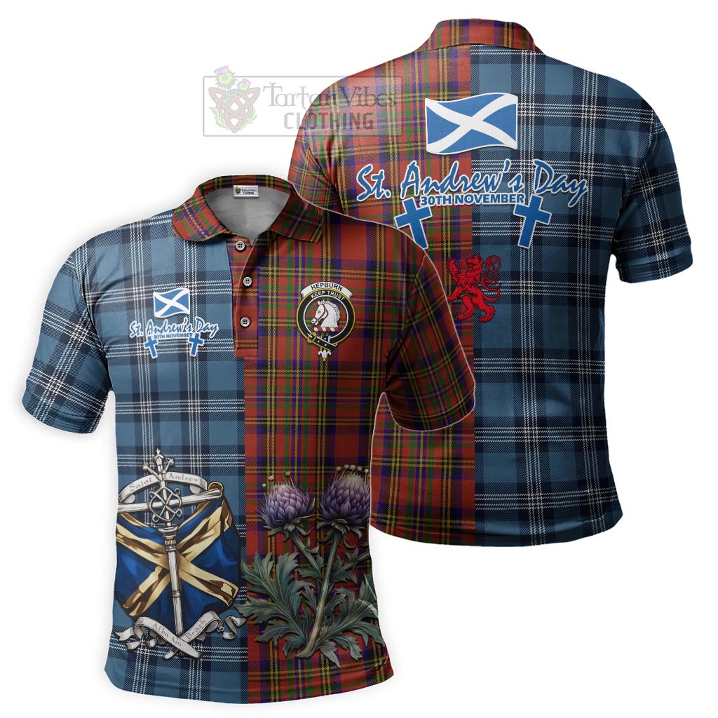 Tartan Vibes Clothing Hepburn Tartan Polo Shirt Happy St. Andrew's Day Half Tartan Style