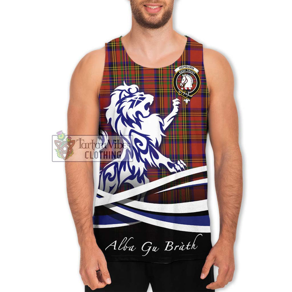 Hepburn Tartan Men's Tank Top with Alba Gu Brath Regal Lion Emblem Men - Tartanvibesclothing Shop
