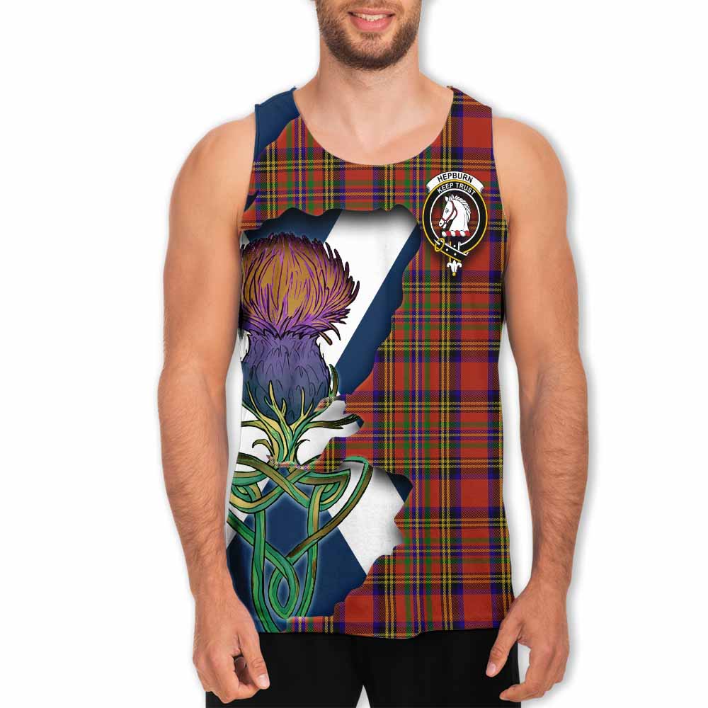 Tartan Vibes Clothing Hepburn Tartan Family Crest Men's Tank Top Scottish Thistle Celtic Inspired