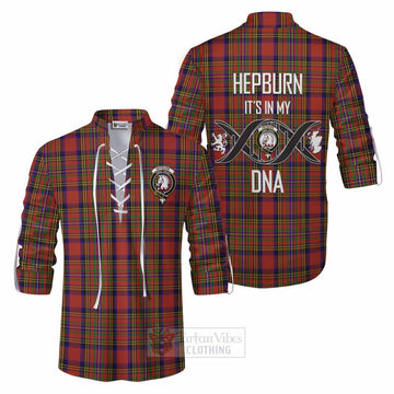 Tartan Vibes Clothing Hepburn Tartan Ghillie Kilt Shirt with Family Crest DNA In Me Style