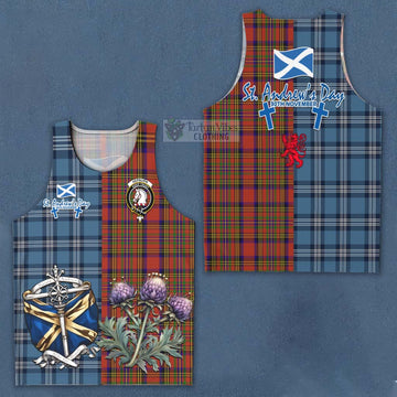 Hepburn Tartan Men's Tank Top Happy St. Andrew's Day Half Tartan Style