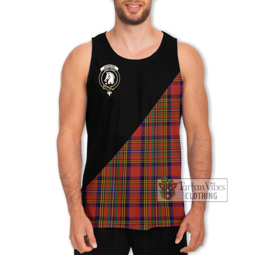 Hepburn Tartan Men's Tank Top with Family Crest and Military Logo Style Men - Tartanvibesclothing Shop