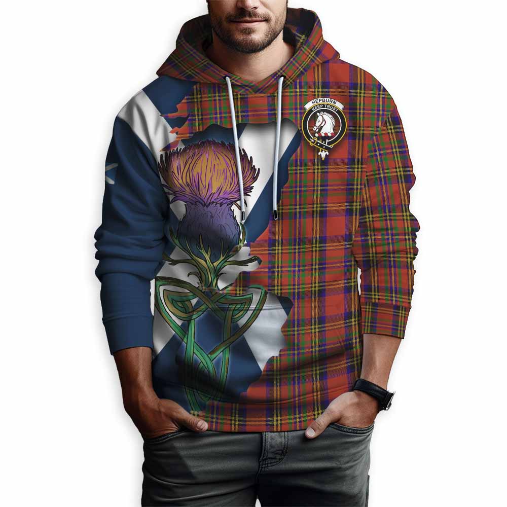 Tartan Vibes Clothing Hepburn Tartan Family Crest Hoodie Scottish Thistle Celtic Inspired