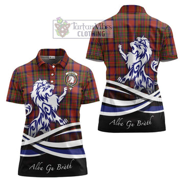 Hepburn Tartan Women's Polo Shirt with Alba Gu Brath Regal Lion Emblem Women - Tartanvibesclothing Shop