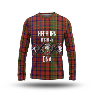 Hepburn Tartan Long Sleeve T-Shirt with Family Crest DNA In Me Style Unisex - Tartanvibesclothing Shop