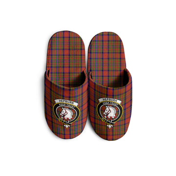 Hepburn Tartan Home Slippers with Family Crest