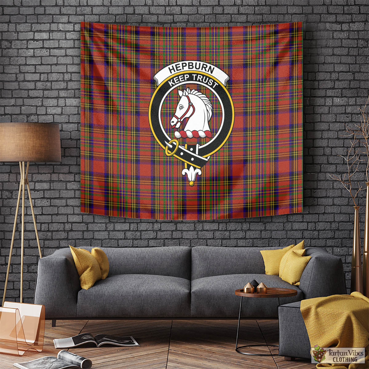 Hepburn Tartan Tapestry Wall Hanging and Home Decor for Room with Family Crest Tapestry - Tartan Vibes Clothing