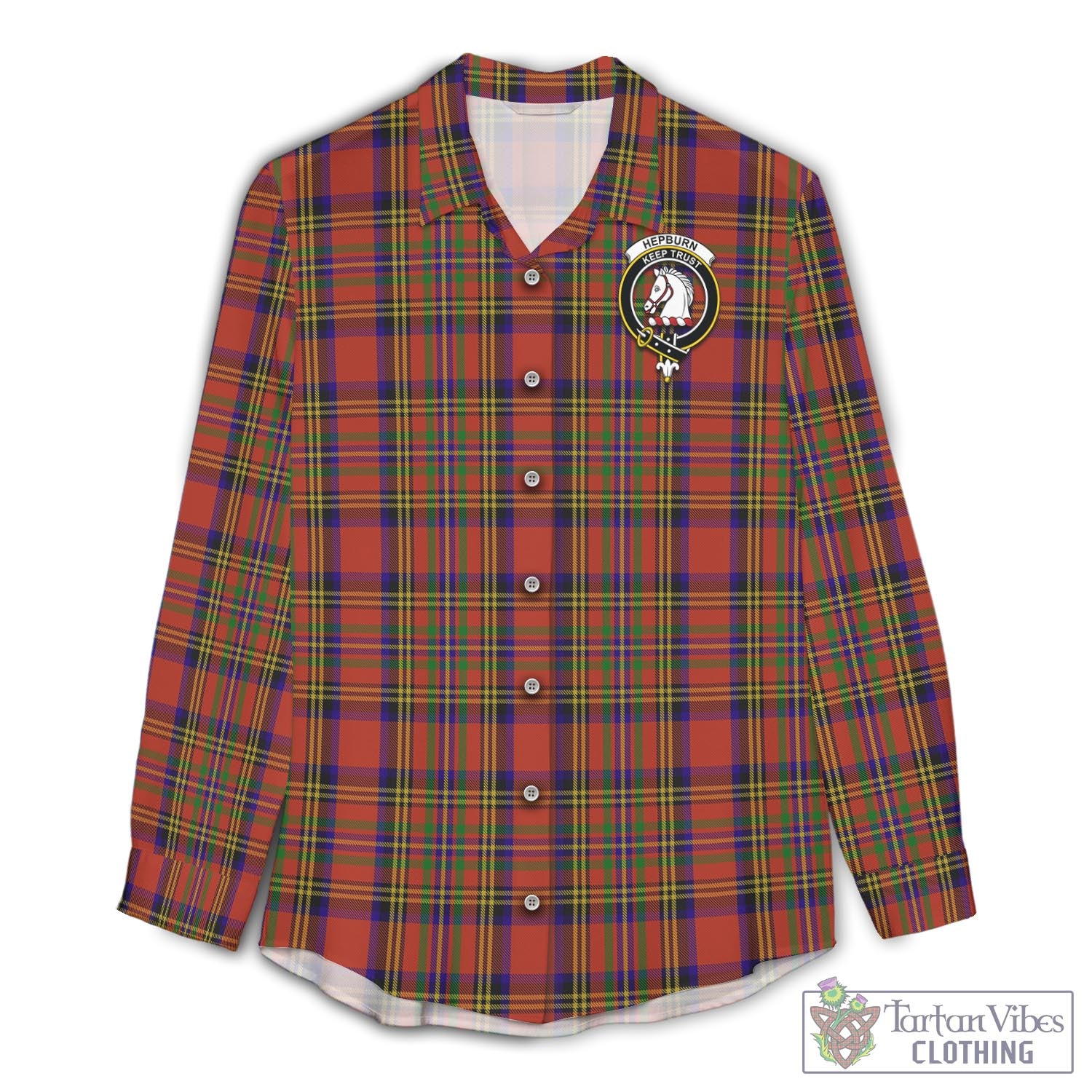Tartan Vibes Clothing Hepburn Tartan Womens Casual Shirt with Family Crest