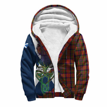 Hepburn Tartan Family Crest Sherpa Hoodie Scottish Thistle Celtic Inspired