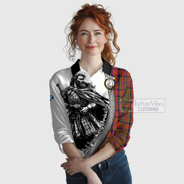 Tartan Vibes Clothing Hepburn Tartan Clan Crest Women's Casual Shirt with Highlander Warrior Celtic Style