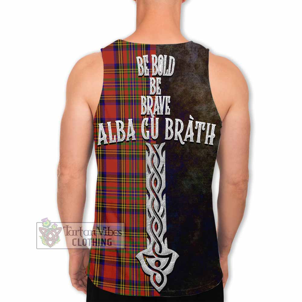 Tartan Vibes Clothing Hepburn Tartan Family Crest Men's Tank Top Alba Gu Brath Be Brave Lion Ancient Style