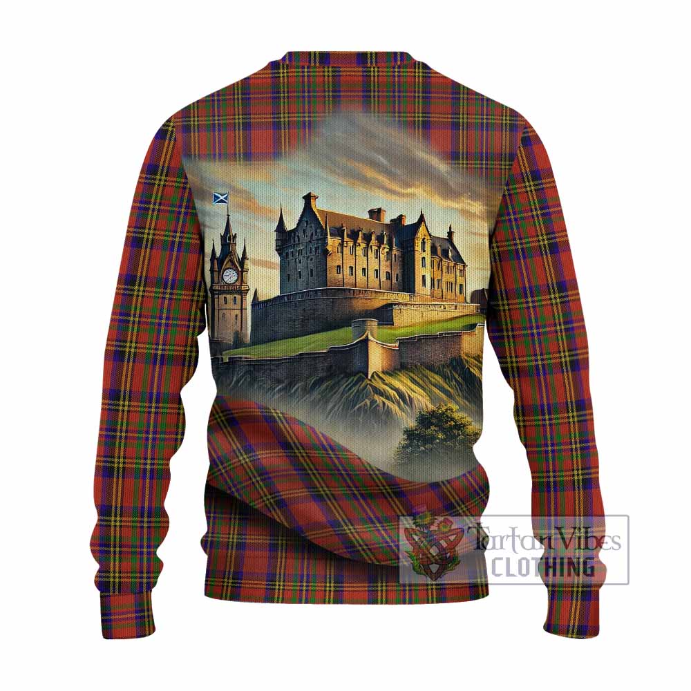 Tartan Vibes Clothing Hepburn Tartan Family Crest Knitted Sweater with Scottish Ancient Castle Style