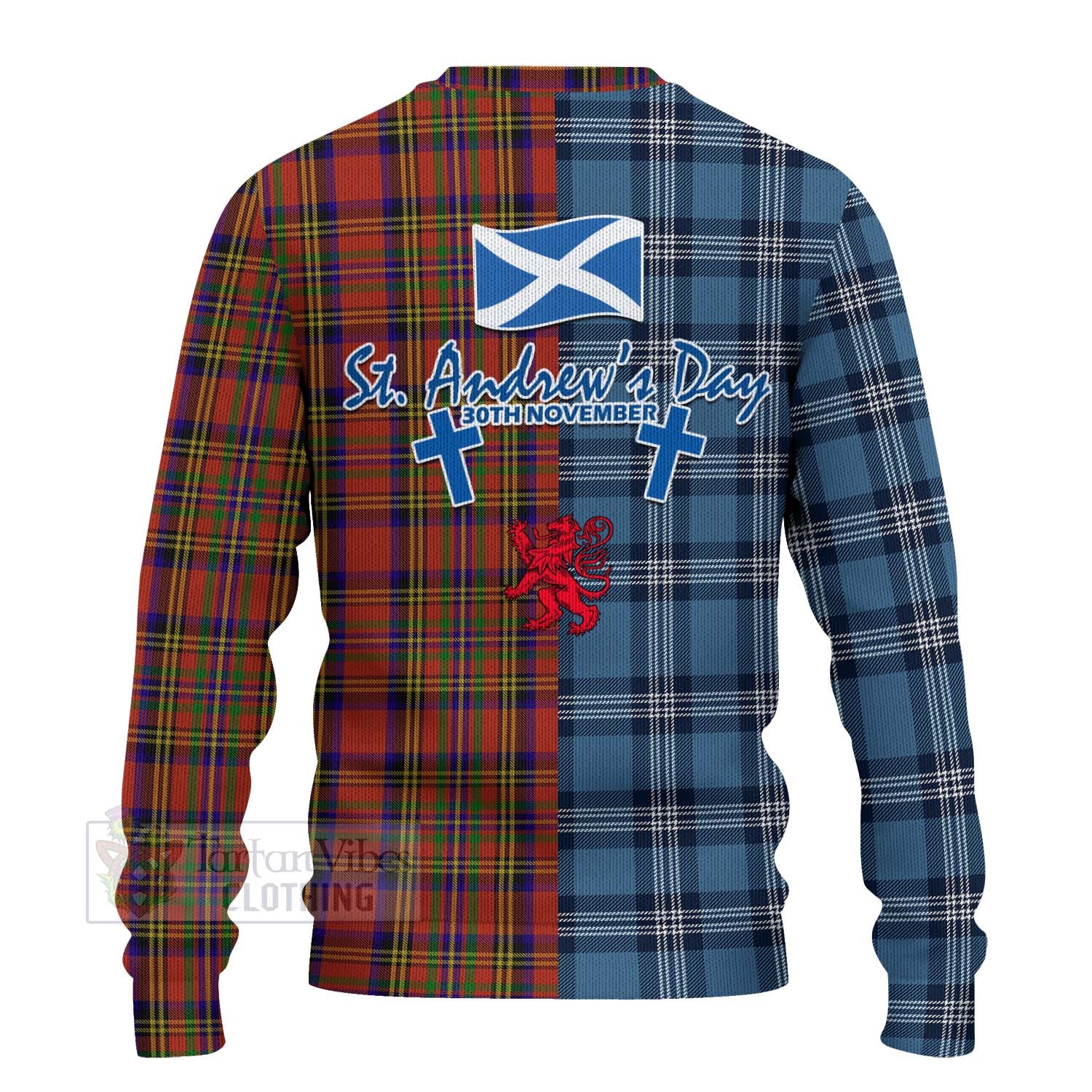 Tartan Vibes Clothing Hepburn Tartan Knitted Sweater Happy St. Andrew's Day Half Tartan Style