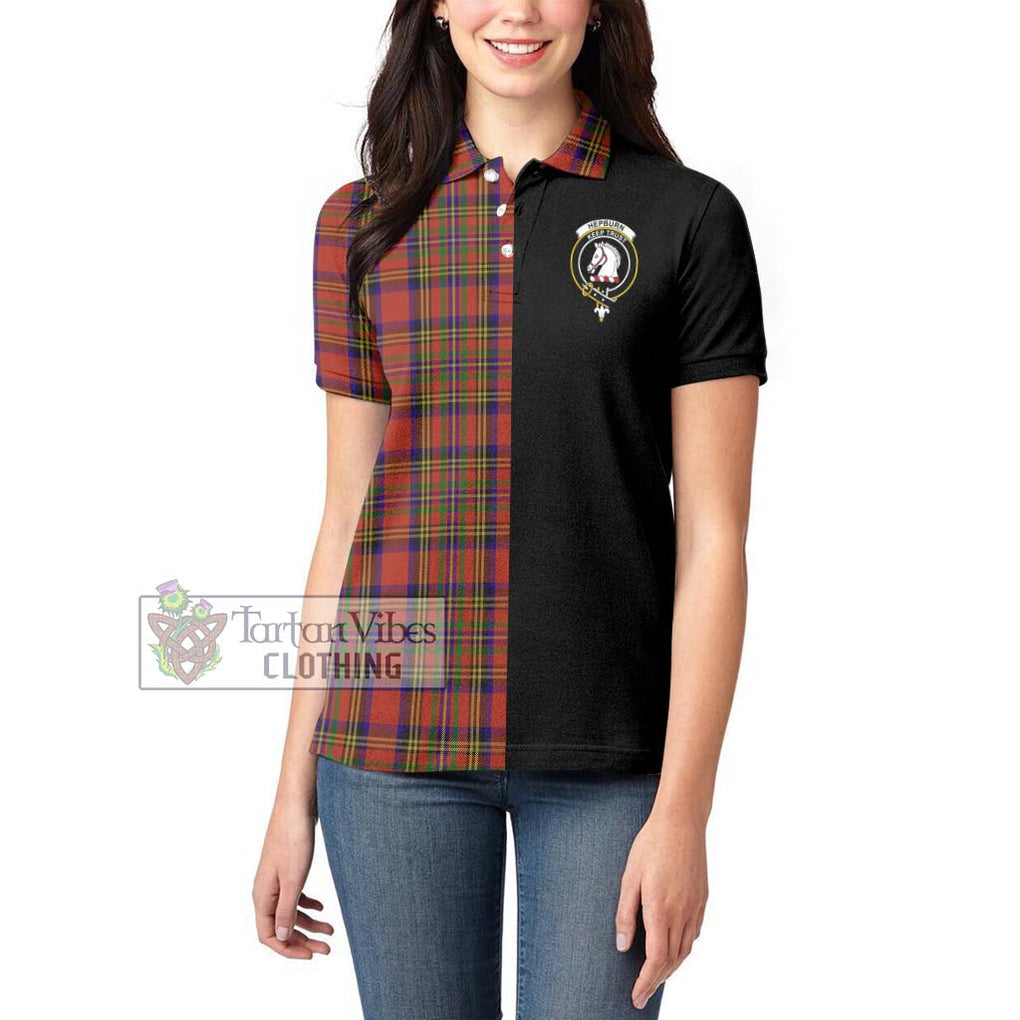 Hepburn Tartan Women's Polo Shirt with Family Crest and Half Of Me Style - Tartanvibesclothing Shop