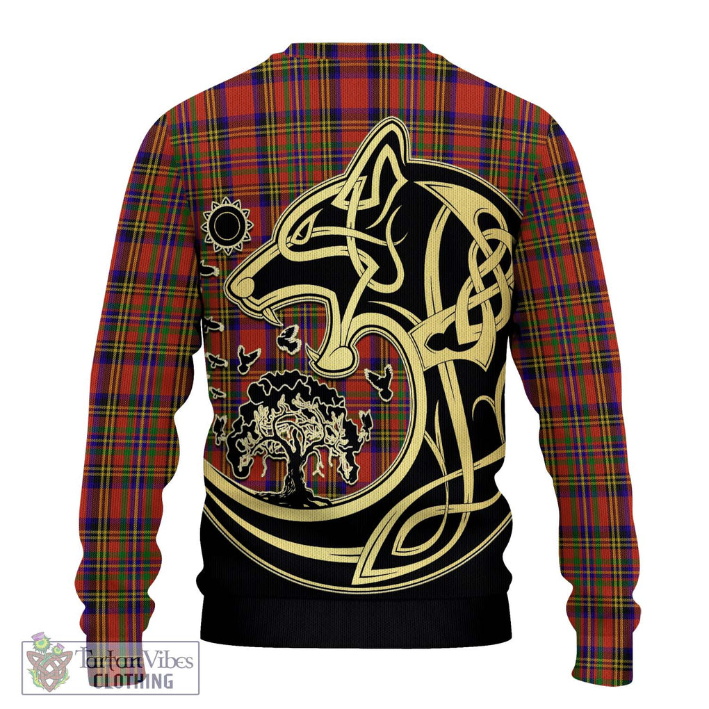 Hepburn Tartan Knitted Sweater with Family Crest Celtic Wolf Style - Tartan Vibes Clothing