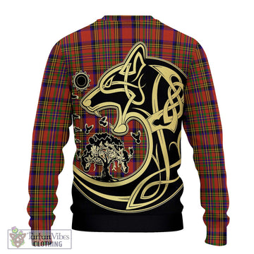 Hepburn Tartan Knitted Sweater with Family Crest Celtic Wolf Style - Tartan Vibes Clothing
