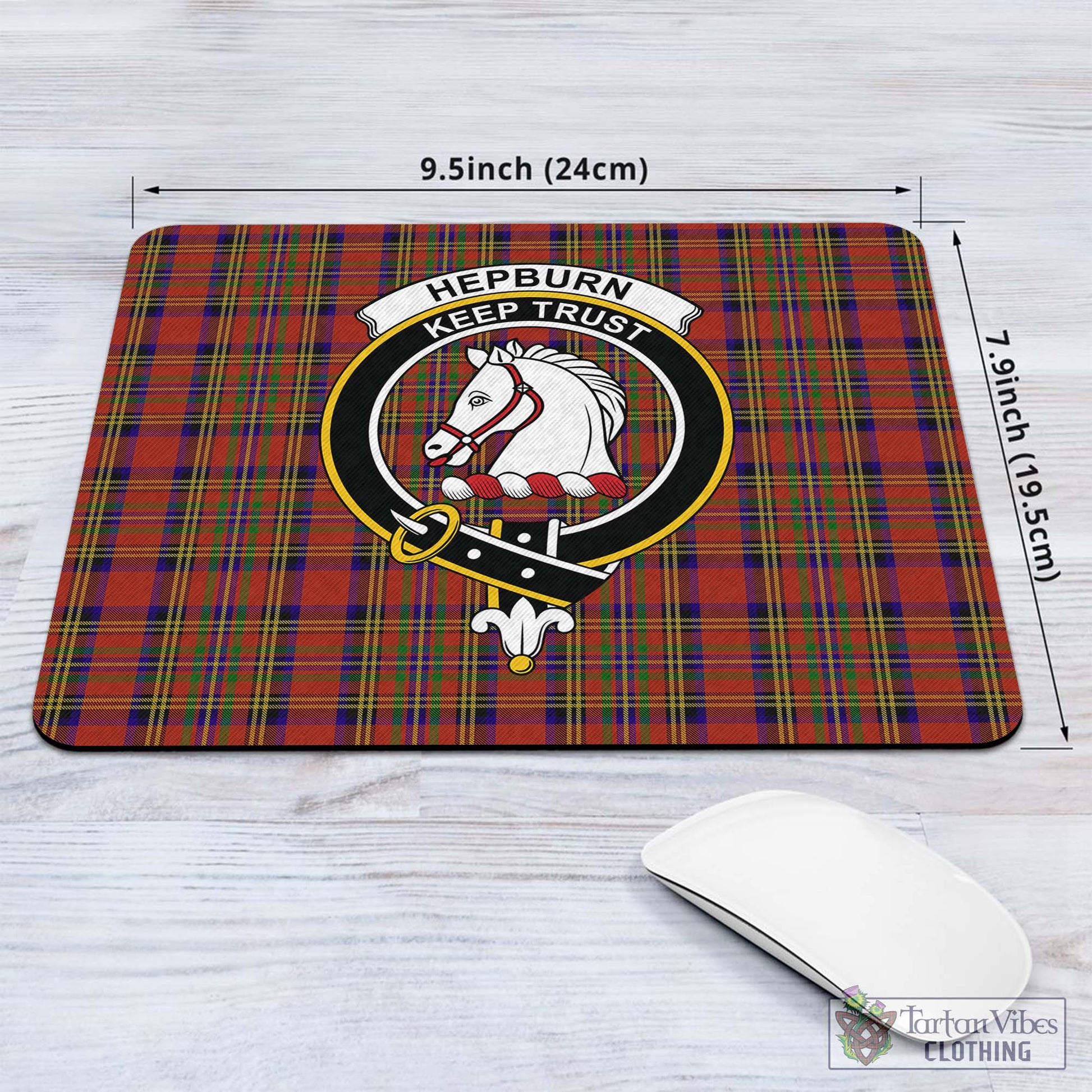 Tartan Vibes Clothing Hepburn Tartan Mouse Pad with Family Crest
