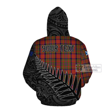 Tartan Vibes Clothing Hepburn Crest Tartan Cotton Hoodie with New Zealand Silver Fern Half Style