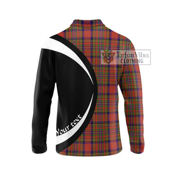 Hepburn Tartan Long Sleeve Polo Shirt with Family Crest Circle Style - Tartan Vibes Clothing