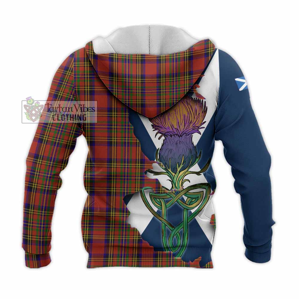 Tartan Vibes Clothing Hepburn Tartan Family Crest Knitted Hoodie Scottish Thistle Celtic Inspired