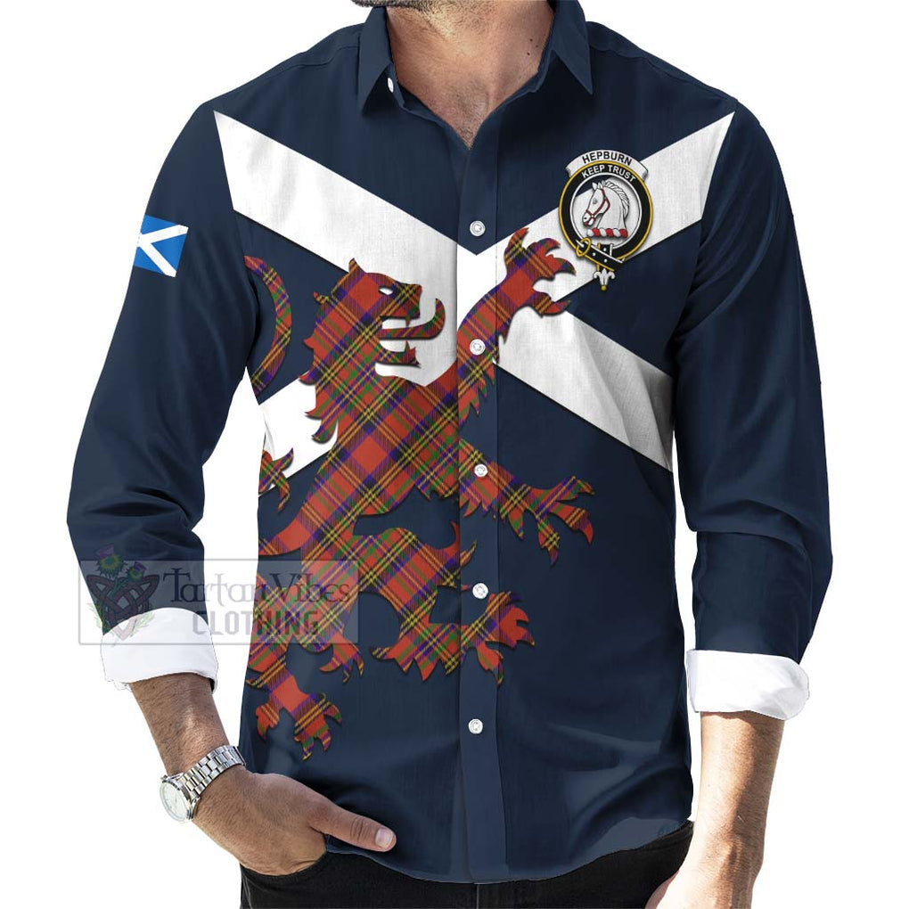 Tartan Vibes Clothing Hepburn Tartan Lion Rampant Long Sleeve Button Shirt – Proudly Display Your Heritage with Alba Gu Brath and Clan Name