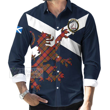 Hepburn Tartan Lion Rampant Long Sleeve Button Shirt Proudly Display Your Heritage with Alba Gu Brath and Clan Name