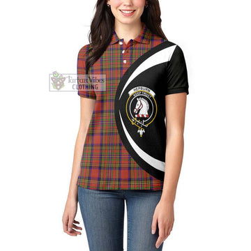 Hepburn Tartan Women's Polo Shirt with Family Crest Circle Style - Tartan Vibes Clothing