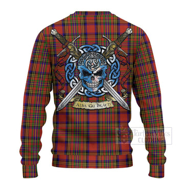 Hepburn Tartan Ugly Sweater with Family Crest Celtic Skull Style