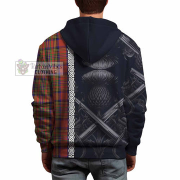 Tartan Vibes Clothing Hepburn Tartan Hoodie with Family Crest Cross Sword Thistle Celtic Vibes