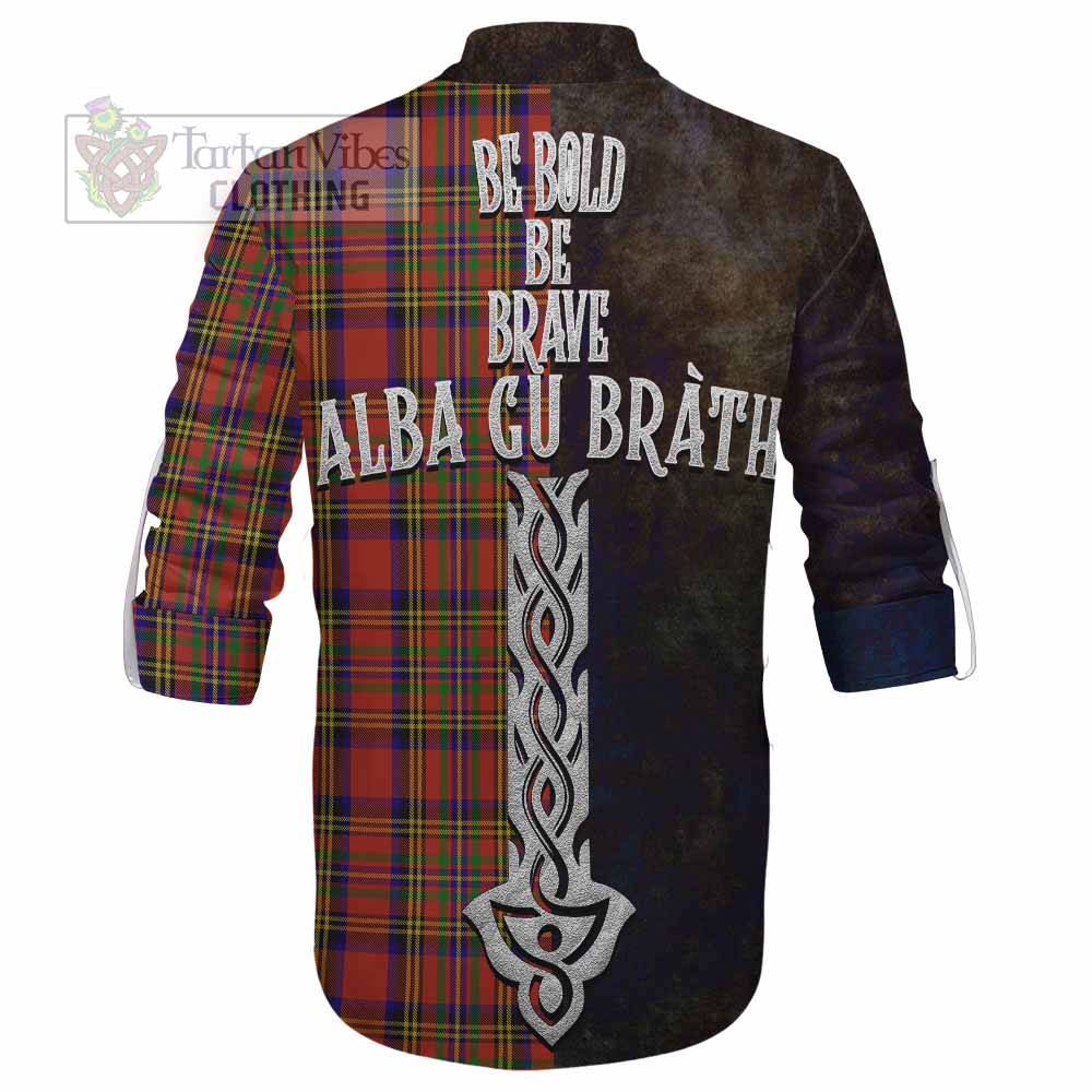Tartan Vibes Clothing Hepburn Tartan Family Crest Ghillie Kilt Shirt Alba Gu Brath Be Brave Lion Ancient Style