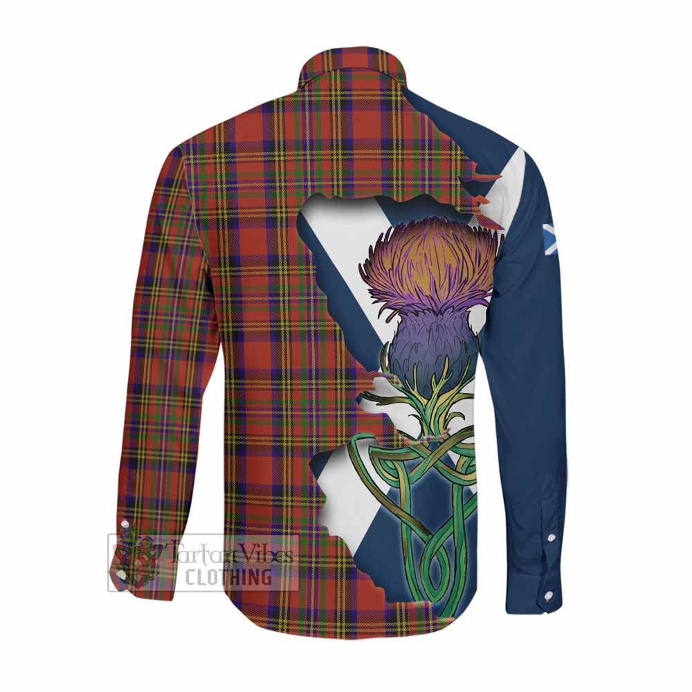 Tartan Vibes Clothing Hepburn Tartan Family Crest Long Sleeve Button Shirt Scottish Thistle Celtic Inspired