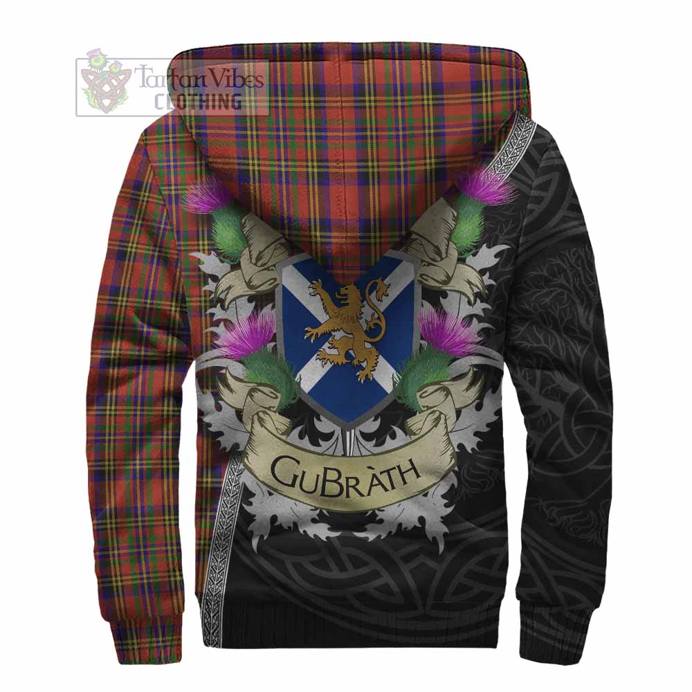 Tartan Vibes Clothing Hepburn Tartan Family Crest Sherpa Hoodie Lion Rampant Royal Thistle Shield Celtic Inspired
