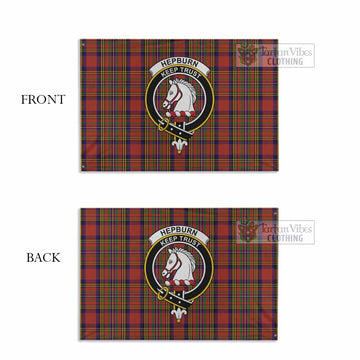 Hepburn Tartan House Flag with Family Crest