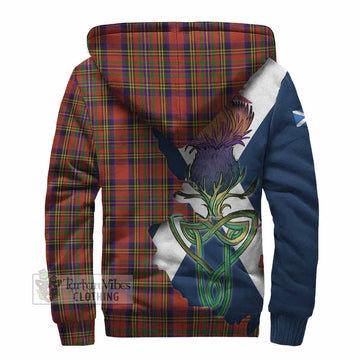 Hepburn Tartan Family Crest Sherpa Hoodie Scottish Thistle Celtic Inspired