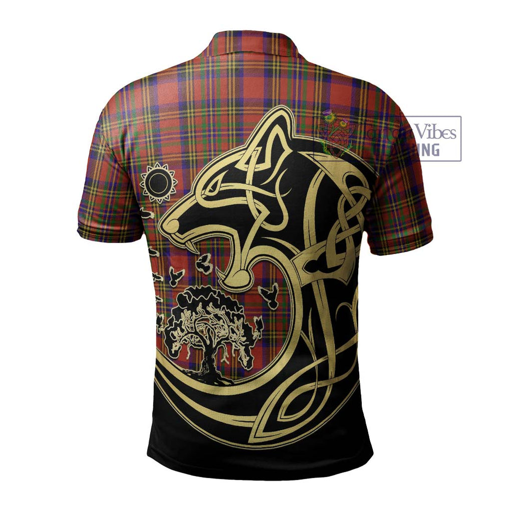 Hepburn Tartan Polo Shirt with Family Crest Celtic Wolf Style - Tartanvibesclothing Shop