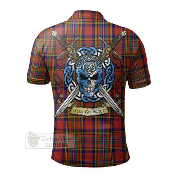 Tartan Vibes Clothing Hepburn Tartan Polo Shirt with Family Crest Celtic Skull Style