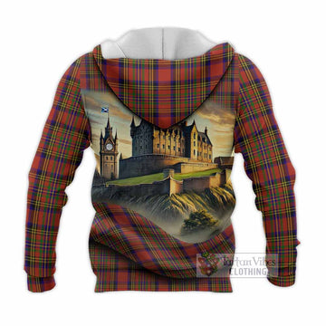 Hepburn Tartan Family Crest Knitted Hoodie with Scottish Ancient Castle Style