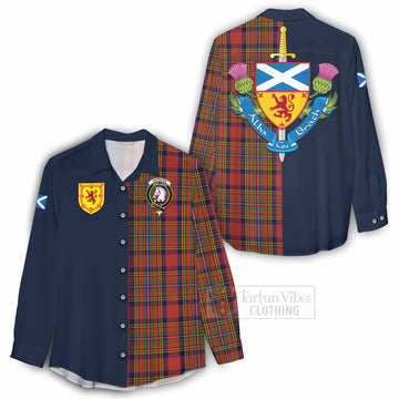 Tartan Vibes Clothing Hepburn Tartan Women's Casual Shirt Alba with Scottish Lion Royal Arm Half Style
