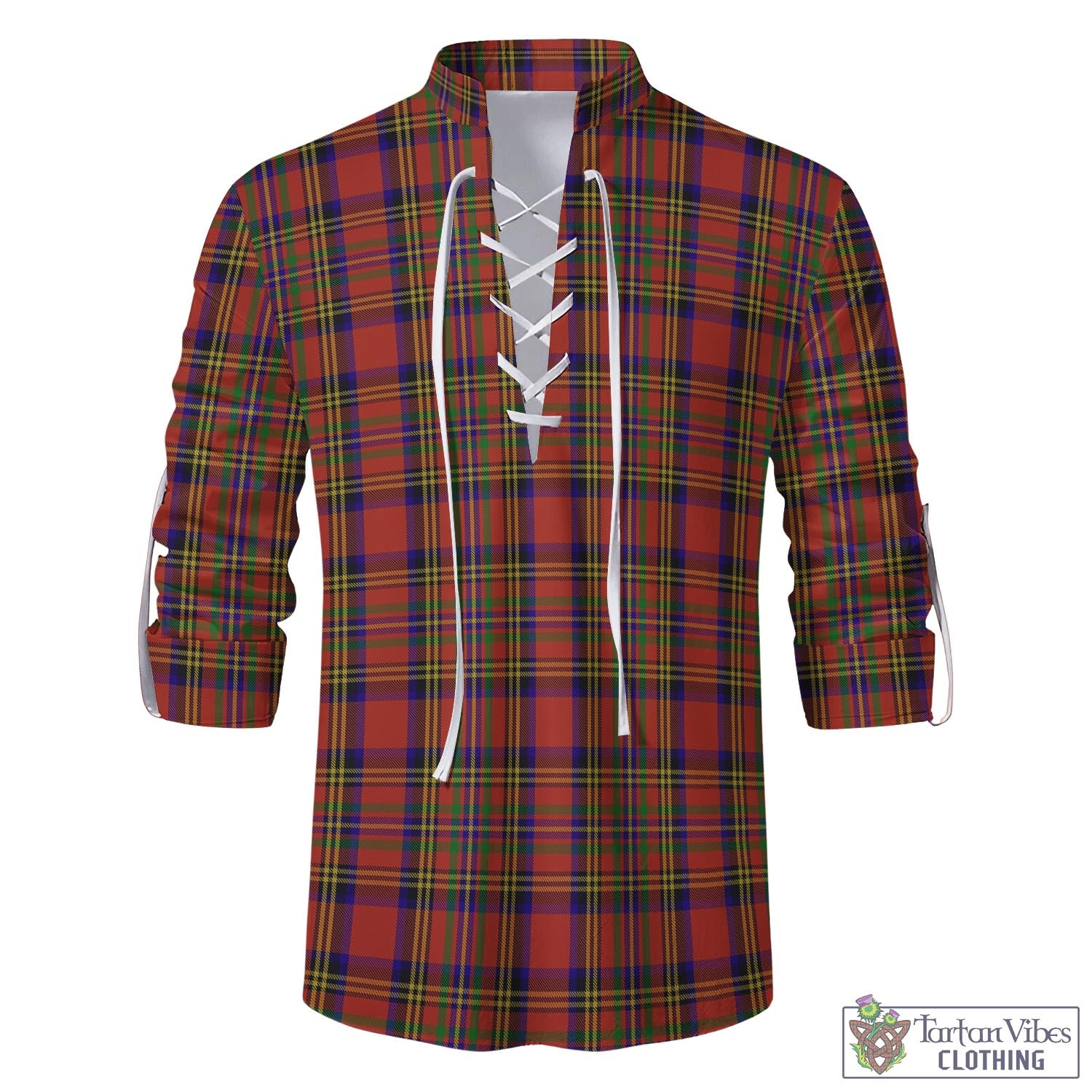 Tartan Vibes Clothing Hepburn Tartan Men's Scottish Traditional Jacobite Ghillie Kilt Shirt
