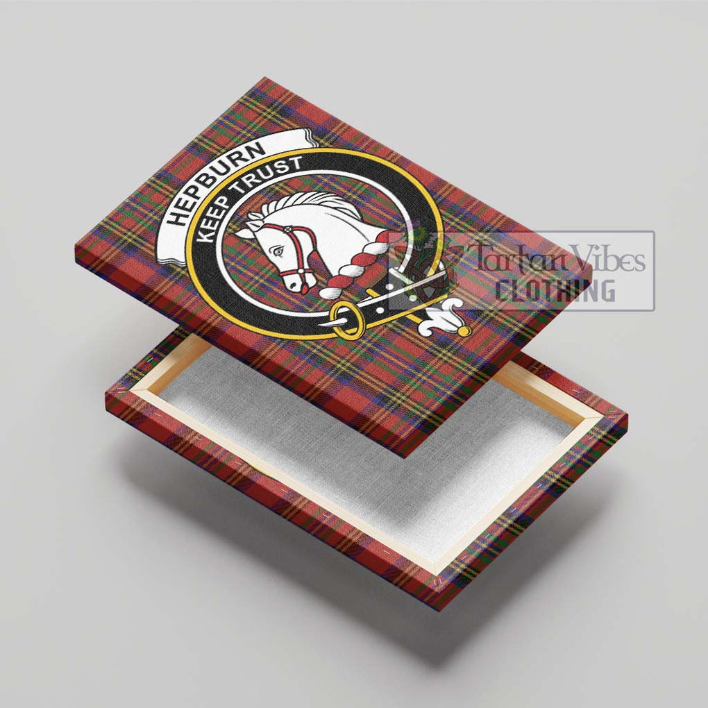 Hepburn Tartan Canvas Print Wall Art with Family Crest - Tartan Vibes Clothing