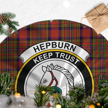 Hepburn Tartan Christmas Tree Skirt with Family Crest