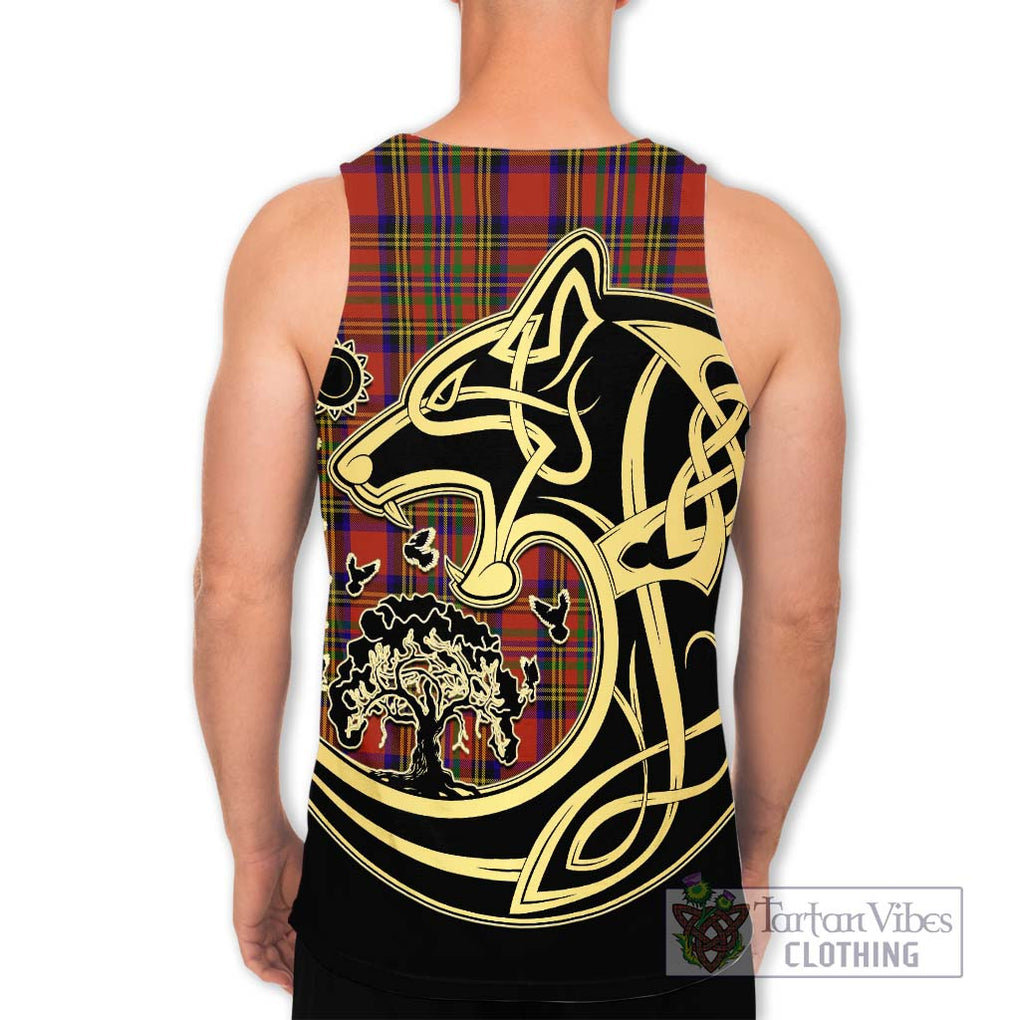 Hepburn Tartan Men's Tank Top with Family Crest Celtic Wolf Style - Tartan Vibes Clothing