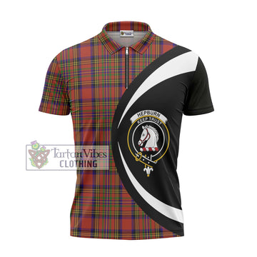 Tartan Vibes Clothing Hepburn Tartan Zipper Polo Shirt with Family Crest Circle Style