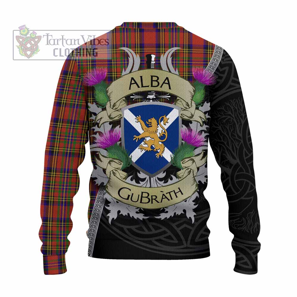 Tartan Vibes Clothing Hepburn Tartan Family Crest Knitted Sweater Lion Rampant Royal Thistle Shield Celtic Inspired
