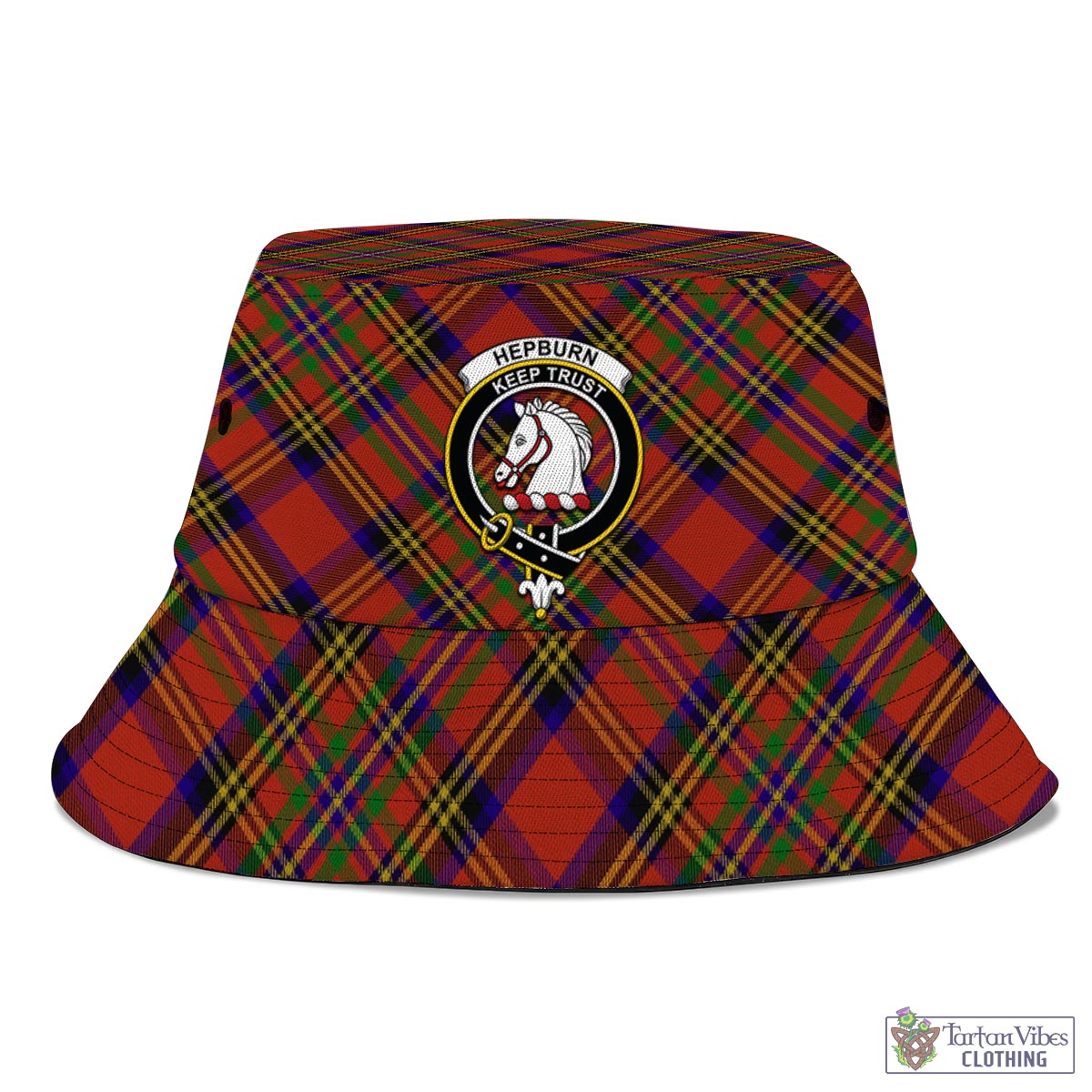 Tartan Vibes Clothing Hepburn Tartan Bucket Hat with Family Crest