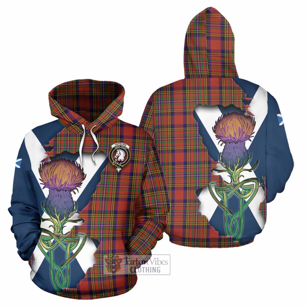 Tartan Vibes Clothing Hepburn Tartan Family Crest Hoodie Scottish Thistle Celtic Inspired
