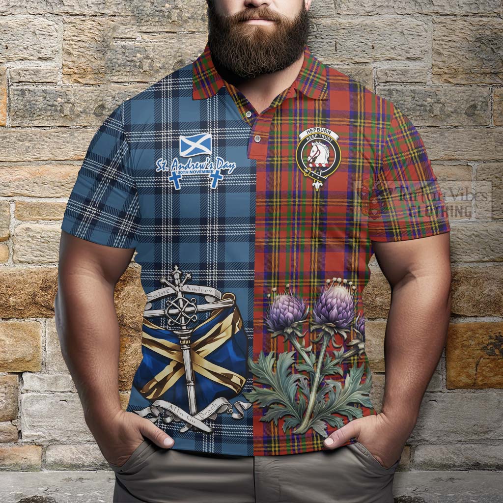 Tartan Vibes Clothing Hepburn Tartan Polo Shirt Happy St. Andrew's Day Half Tartan Style