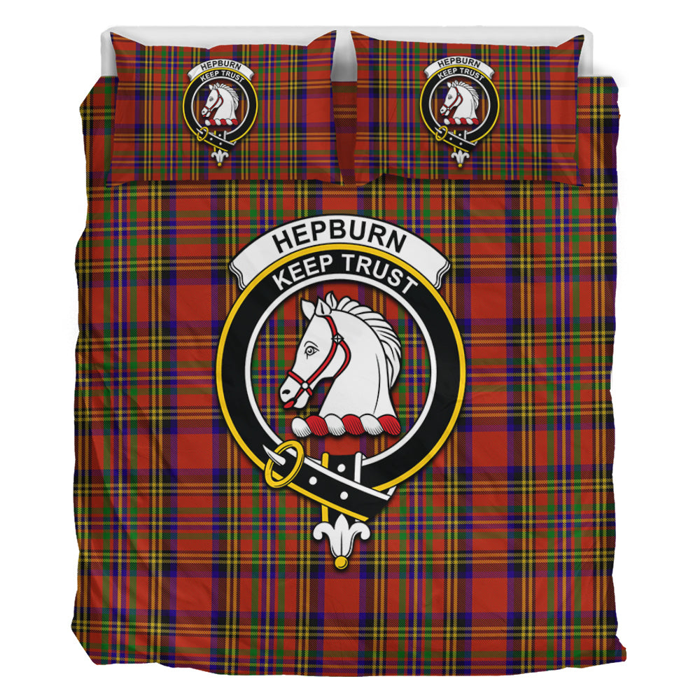 Hepburn Tartan Bedding Set with Family Crest - Tartan Vibes Clothing