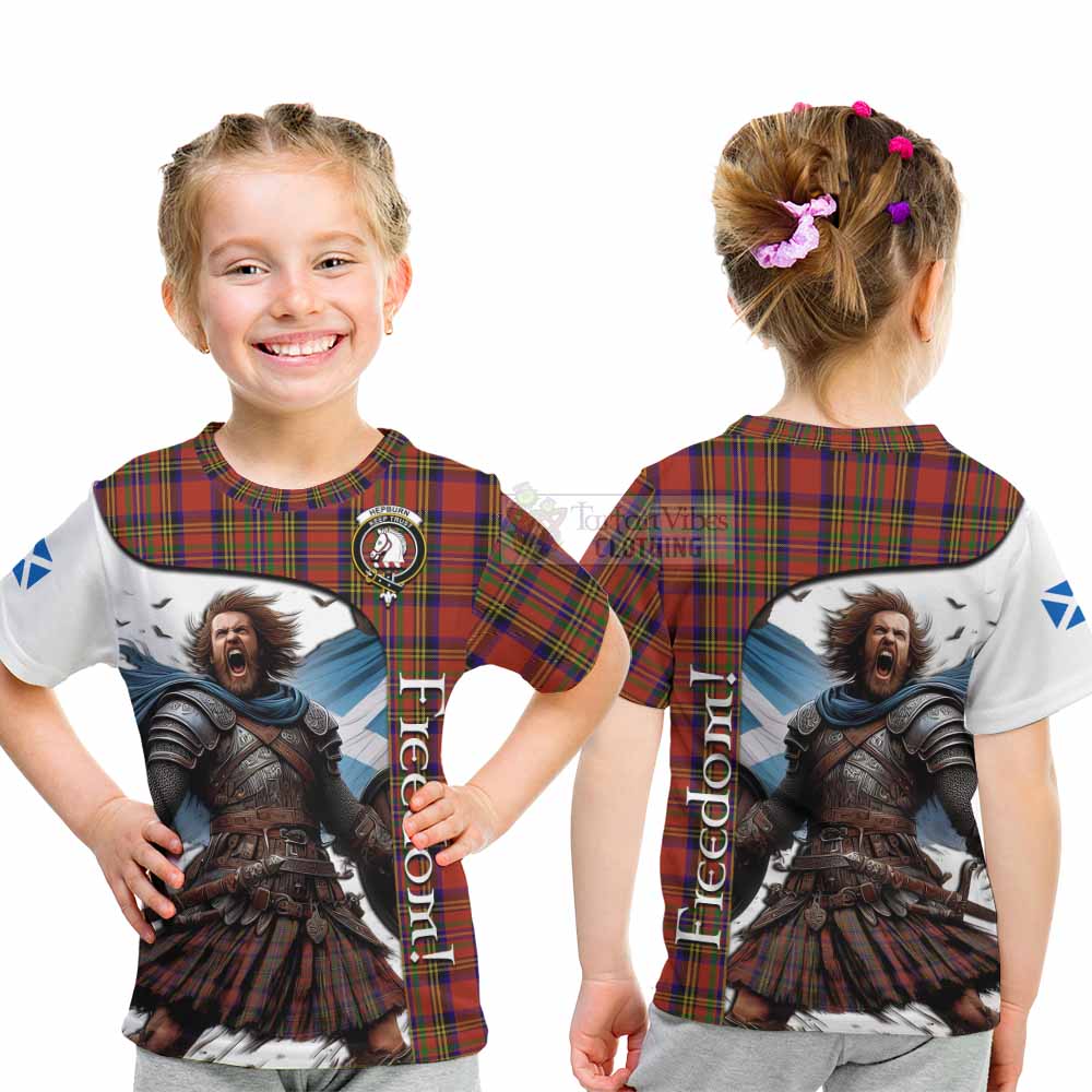 Hepburn Crest Tartan Kid T-Shirt Inspired by the Freedom of Scottish Warrior - Tartan Vibes Clothing