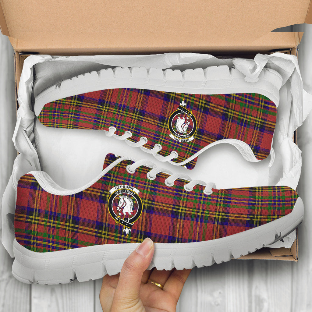 Hepburn Tartan Sneakers with Family Crest - Tartan Vibes Clothing